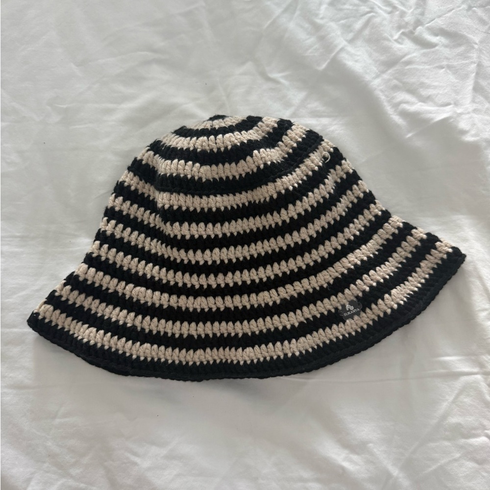 Black and White Striped Handmade Bucket Hat